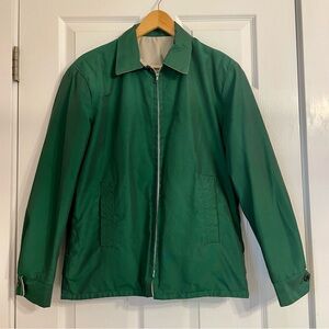 Reversible Vintage Bomber Sports Jacket Iridescent Green Tan Retro